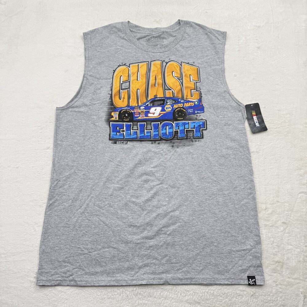 Nascar Adult Gray Double Sided Graphic Chase Elliott Tank Top Shirt Size XL
